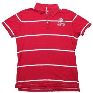 Y2K Arizona Jean Co Polo Shirt Mens XL Red Striped Short Sleeve VTG 90s Skater